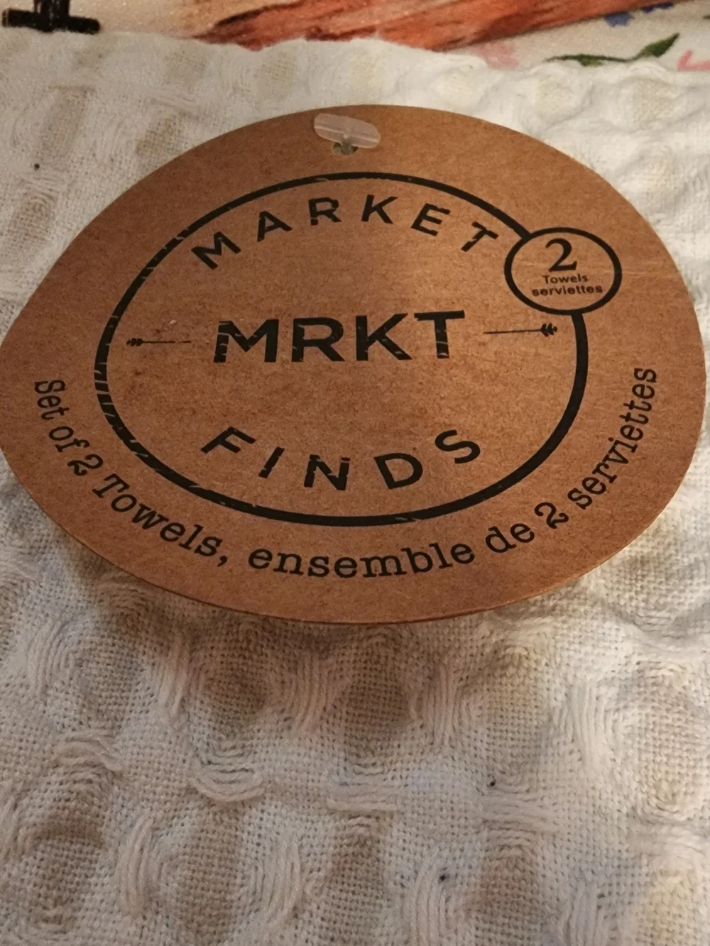 NWT MRKT Market Finds Cream Waffle Kitchen Towels - Set of 2